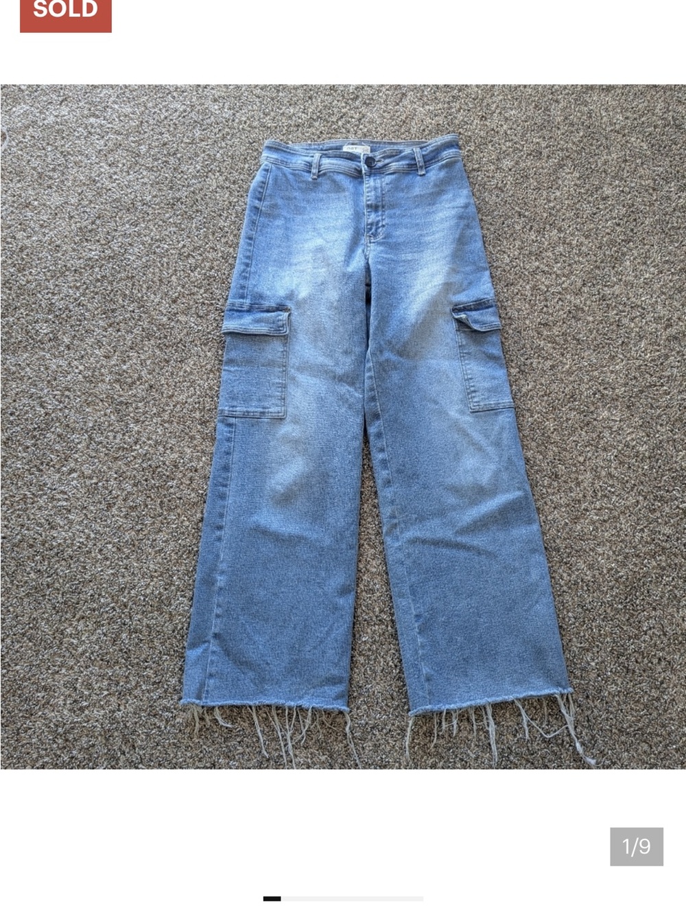 Wide Leg Cargo Jeans in Light Blue - Women's